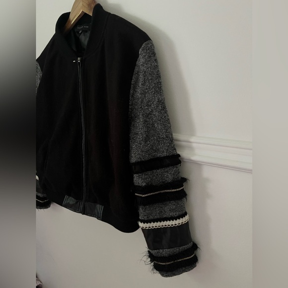 Endless Rose jacket M/L zipper pockets black gold grey coat Anthropologie M L - Picture 3 of 13